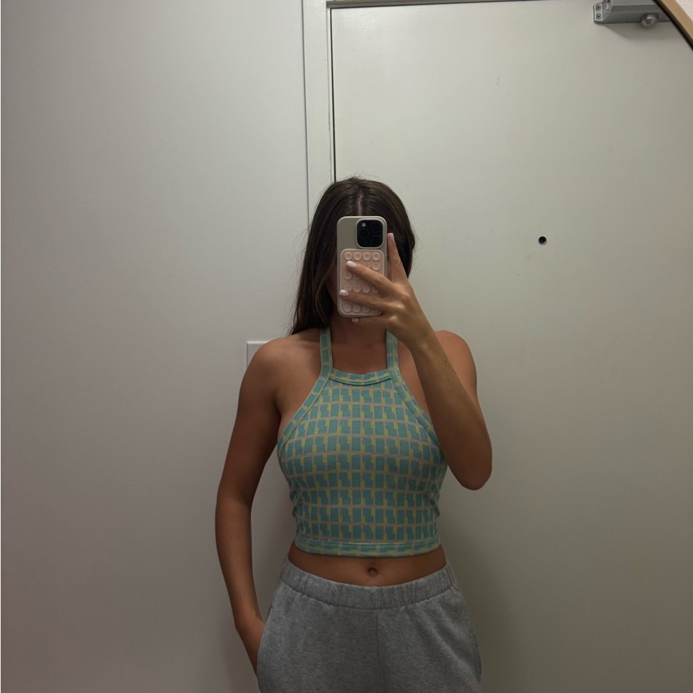 Zara Green and Yellow Crop Top